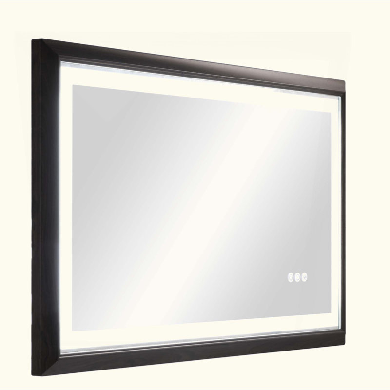 Miroir de salle de bain à DEL avec cadre en aluminium, miroir de meuble-lavabo mural, antibuée, mémoire, 3 couleurs, gradation continue