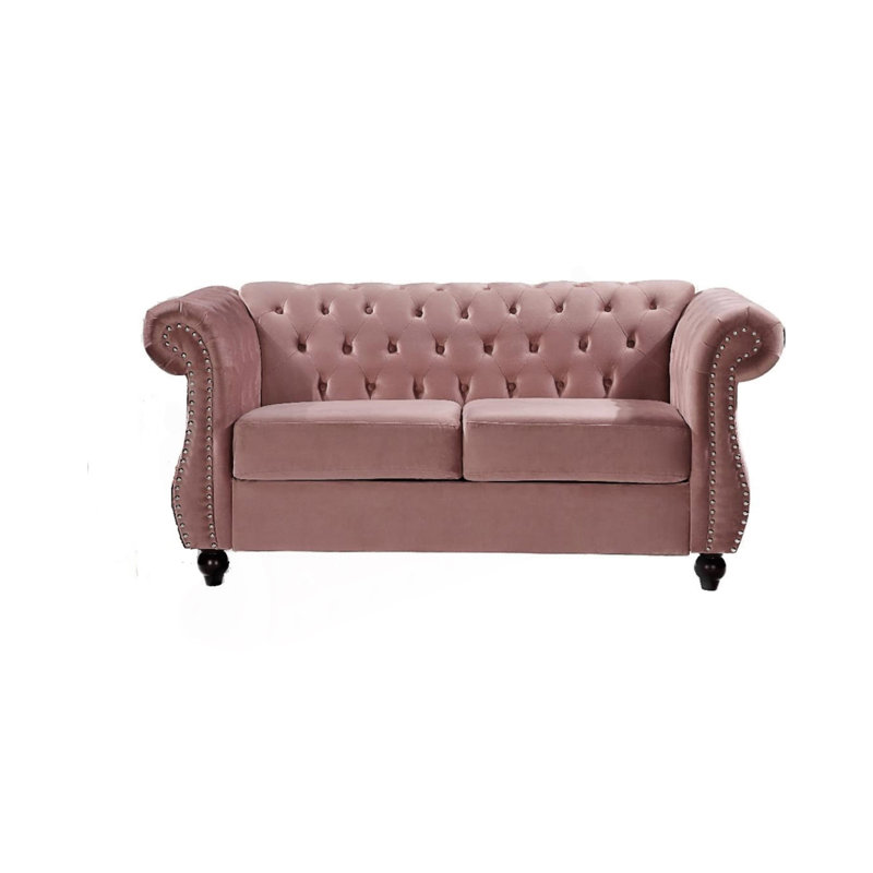 Fauteuil d'appoint Chesterfield, Velours rose