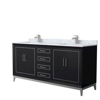 72'' Double Bathroom Vanity with Genuine Marble Top