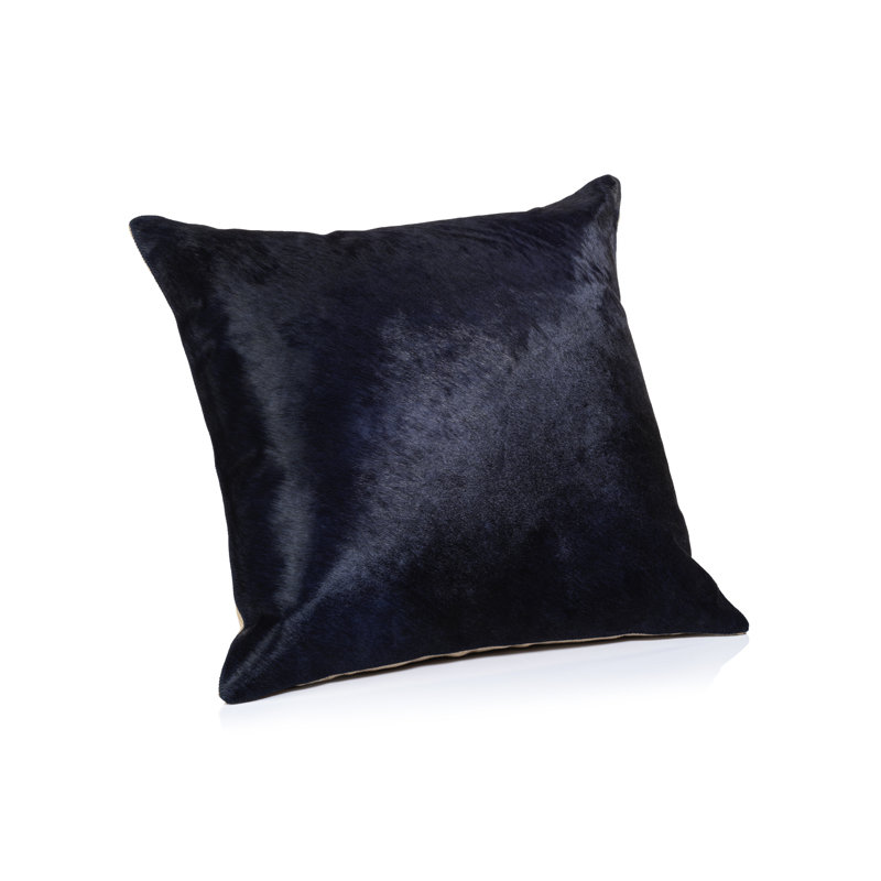 Coussin en cuir Rutbeek, H 20 po x l 20 po, Carré, Bleu marine