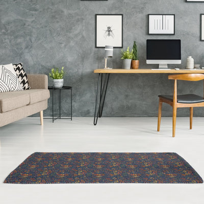 Tapis bleu/brun fait main