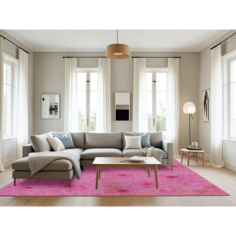 Tapis rose à motif floral Chloe-Ann, Rectangle 8 pi x 10 pi