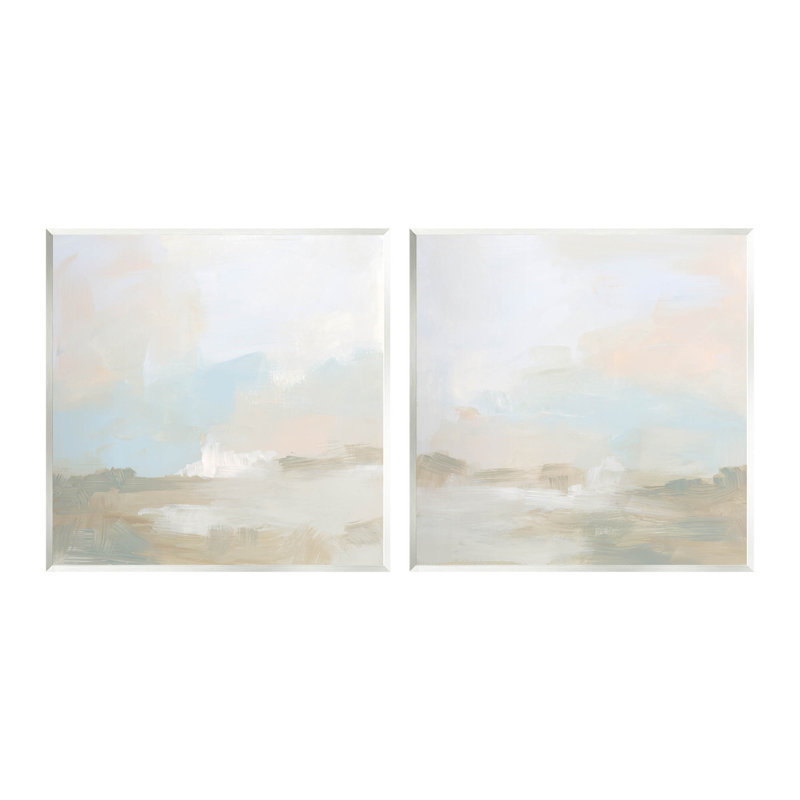 "Pastel Abstract Landscape", ensemble de 2 plaques murales par June Erica Vess