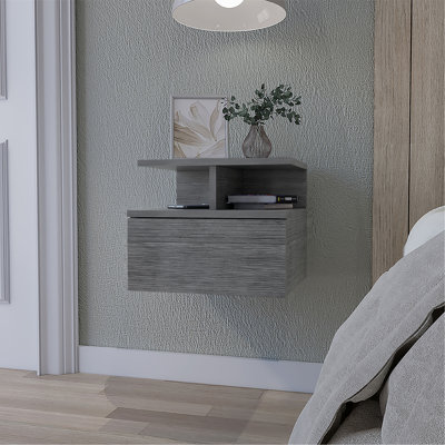 Table de chevet flottante Augusta avec tablette à 2 niveaux et 1 tiroir