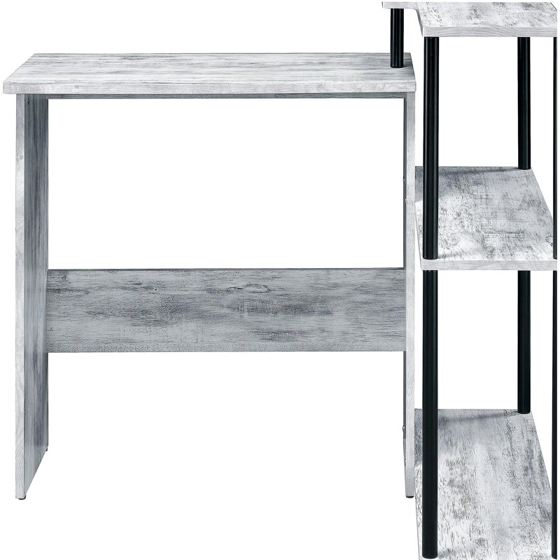Bureau antique blanc et noir avec bibliothèque