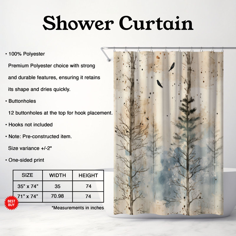 Frosted Trees - Rideau de douche Premium, H 74 po x l 71 po