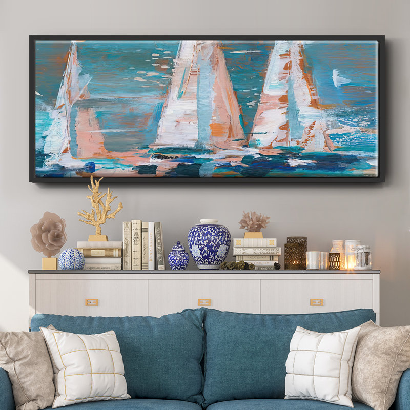 Pop Regatta II - toile encadrée, H 20 po x l 50 po