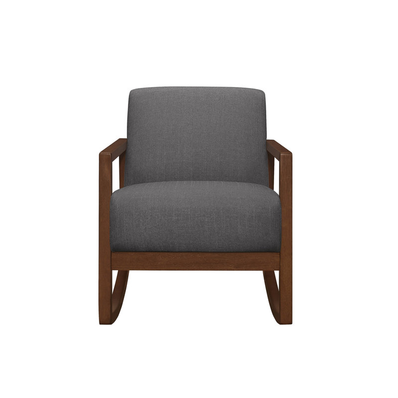 Élégante chaise d'appoint à bascule grise avec revêtement doux et siège rembourré confortable, coussin, look moderne pour le salon,