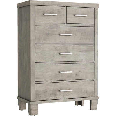 6 Drawer Dresser for Bedroom, 45.3" Tall Wood Dresser & Chests of Drawers with Deep Drawers, Modern Dresser Chest Organizer with Metal Handles for Living Room, Hallway, Entryway