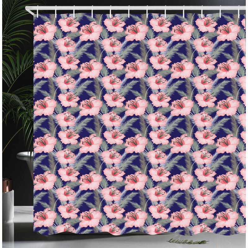 East Urban Home Flower Shower Curtain Blooming Flowers Composition Multicolor, 75"H x 69"W