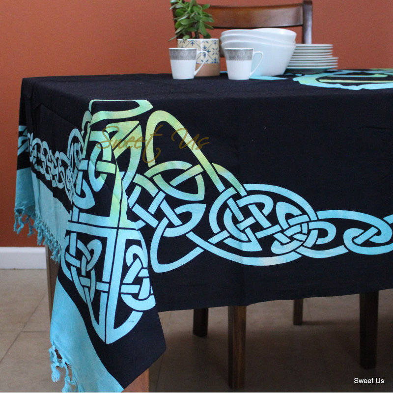 Tapisserie en coton Celtic Tie Dye, H 70 po x l 104 po, Bleu