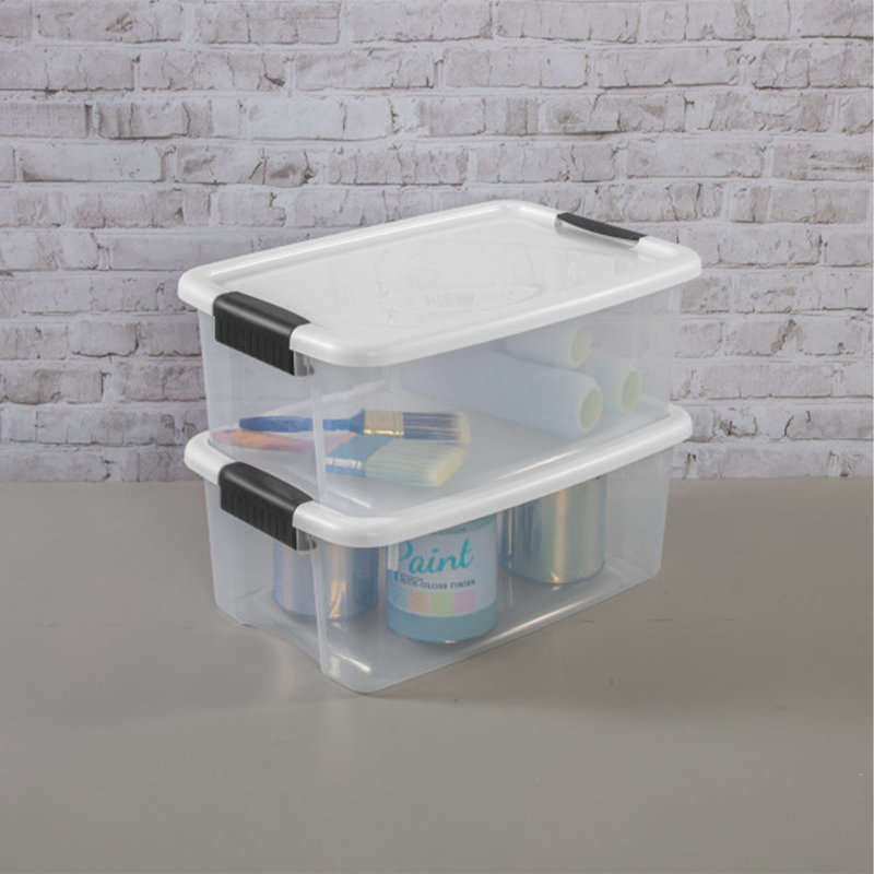 Sterilite Clear Plastic Stackable Storage Bin with White Latch Lid