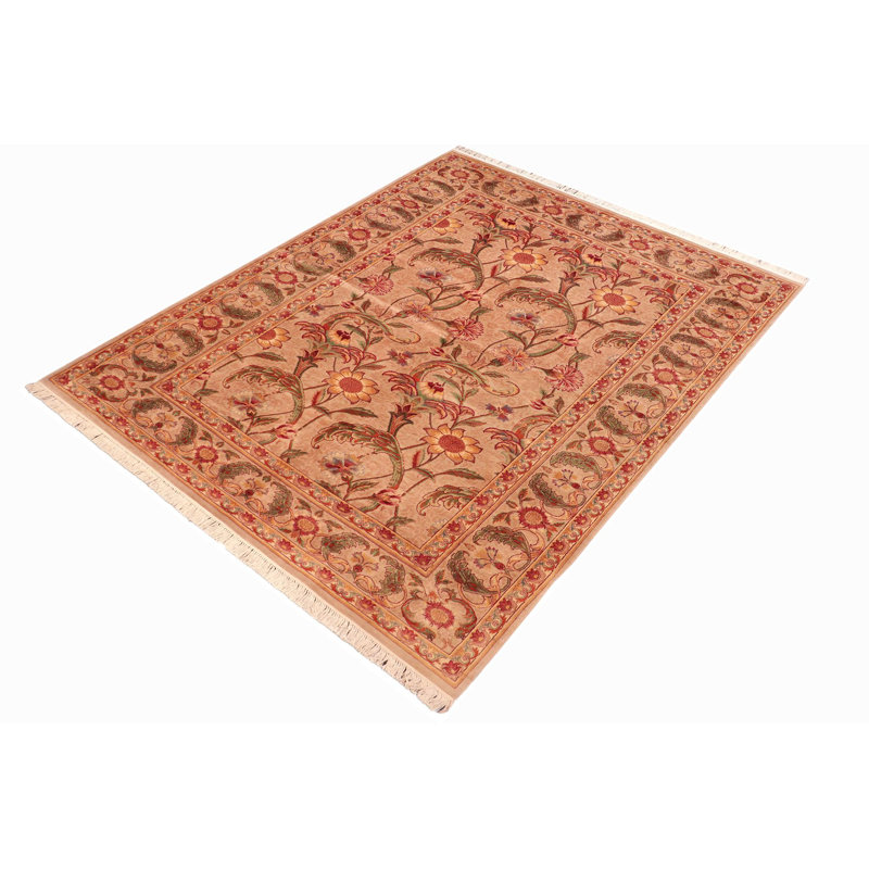Tapis brun clair / rose / vert en laine Pangkal Pinang