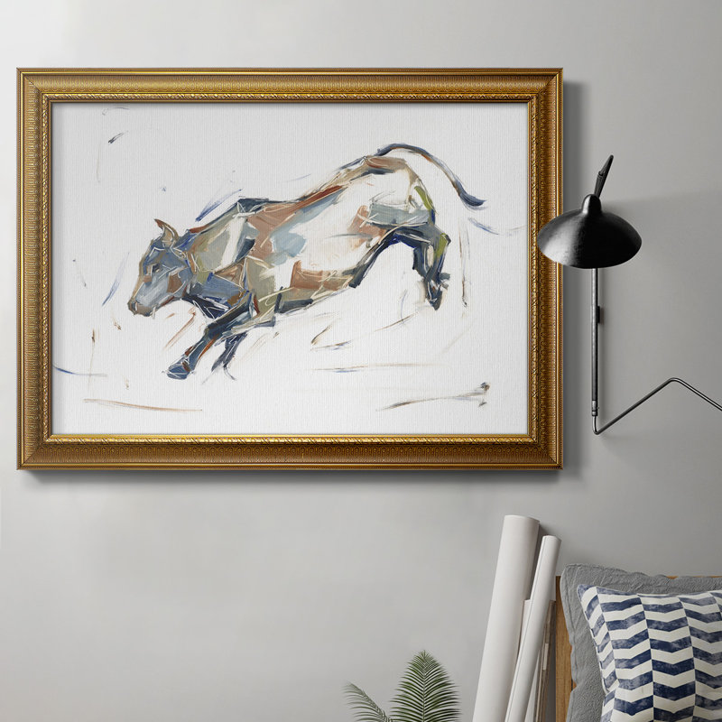 Modern Bull Study II - Peinture sur toile encadrée, H 18 po x l 27 po x P 2,5 po