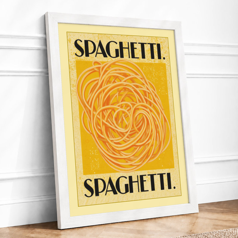 Spaghetti Poster Retro - Framed Print, A2 - 59.4 x 42.0 cm, White