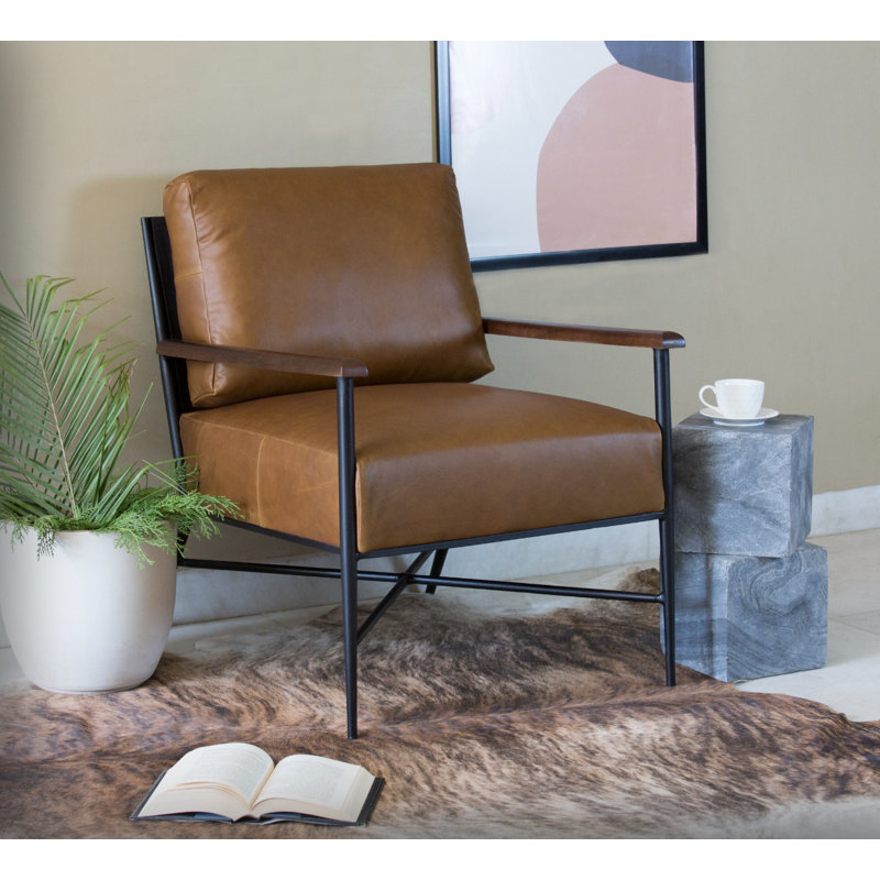  Brown Top Grain Leather Arm Chair