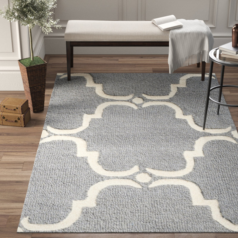 Jotvingis Hand Tufted Wool Geometric Rug, Rectangle 8' x 10'