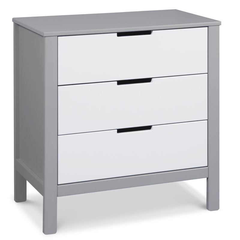 Commode 3 tiroirs Colby, Gris / blanc