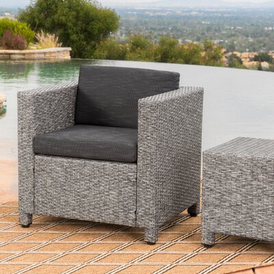 Bonnette 25.5"" Wide Outdoor Wicker Patio Sofa with Cushions -  Wrought Studioâ¢, D435FB8DEA974E009E8C7256D8A2D0C0