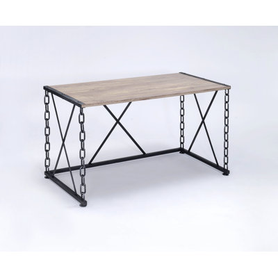 Industrial Writing Desk With Metal Legs And Wooden Top