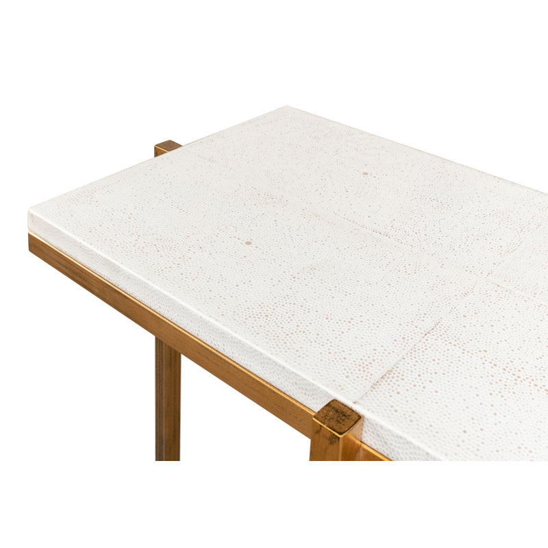 Osprey White Shagreen Console Table with Metal Frame