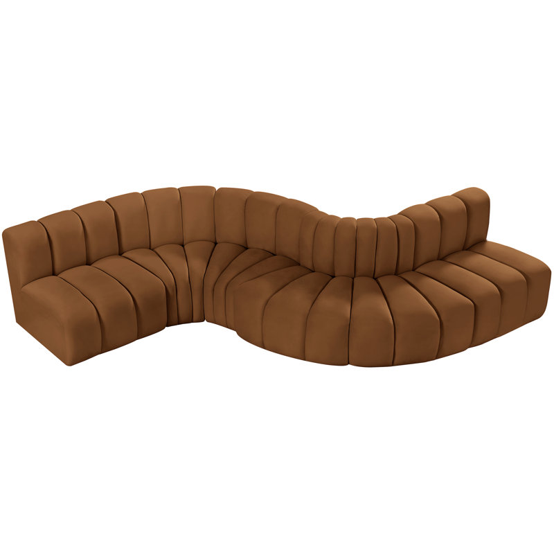 Izelia Upholstered Curved Sectional Reversible, Saddle Velvet