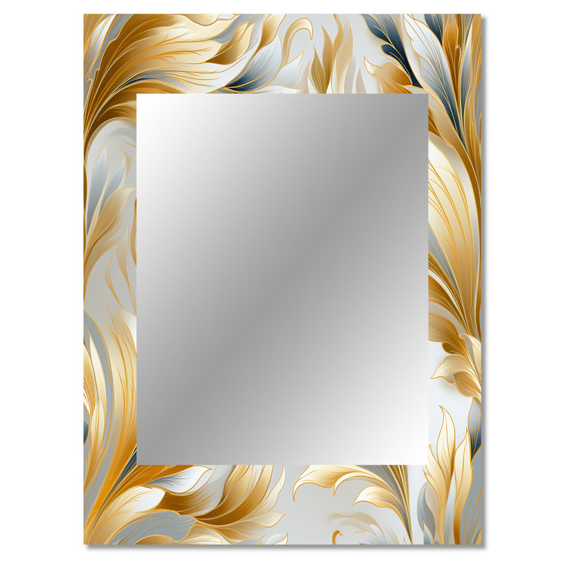Atreo Royal Gilded Ikat Reverie Celebrate - Ikat Unique Mirror, Ikat Large Wall Mirror, Printed Metal Art, 40" x 30"
