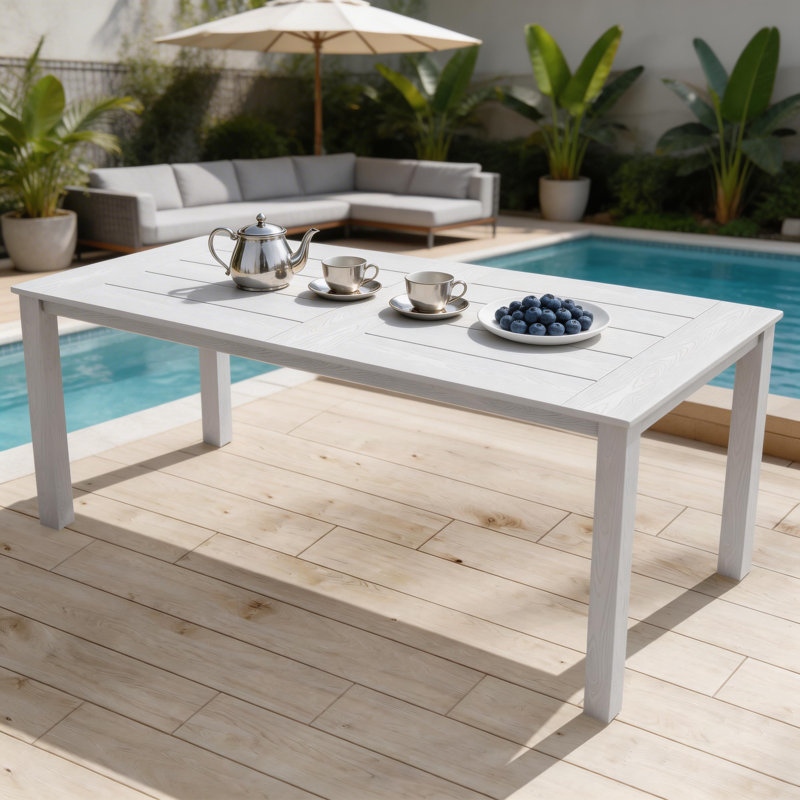 Table de salle à manger d'extérieur en plastique pour l'extérieur, Blanc