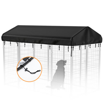 Outdoor Dog Kennel Cover, Heavy Duty Waterproof UV Resistant Dog Kennel Canopy Protection Replacement Cover - Black (Excluding dog cages)