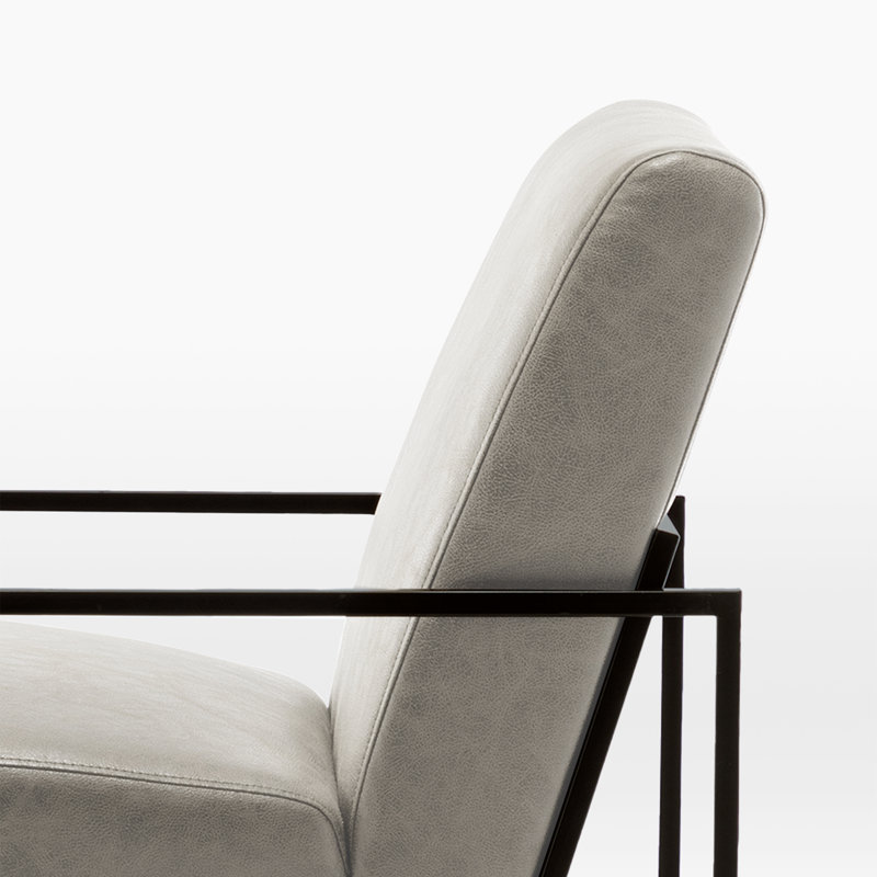 Fauteuil d'appoint en métal Ricci, Similicuir gris pâle