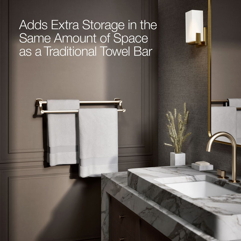 Margaux® Double 24" Wall Mounted Towel Bar, Vibrant Brushed Bronze