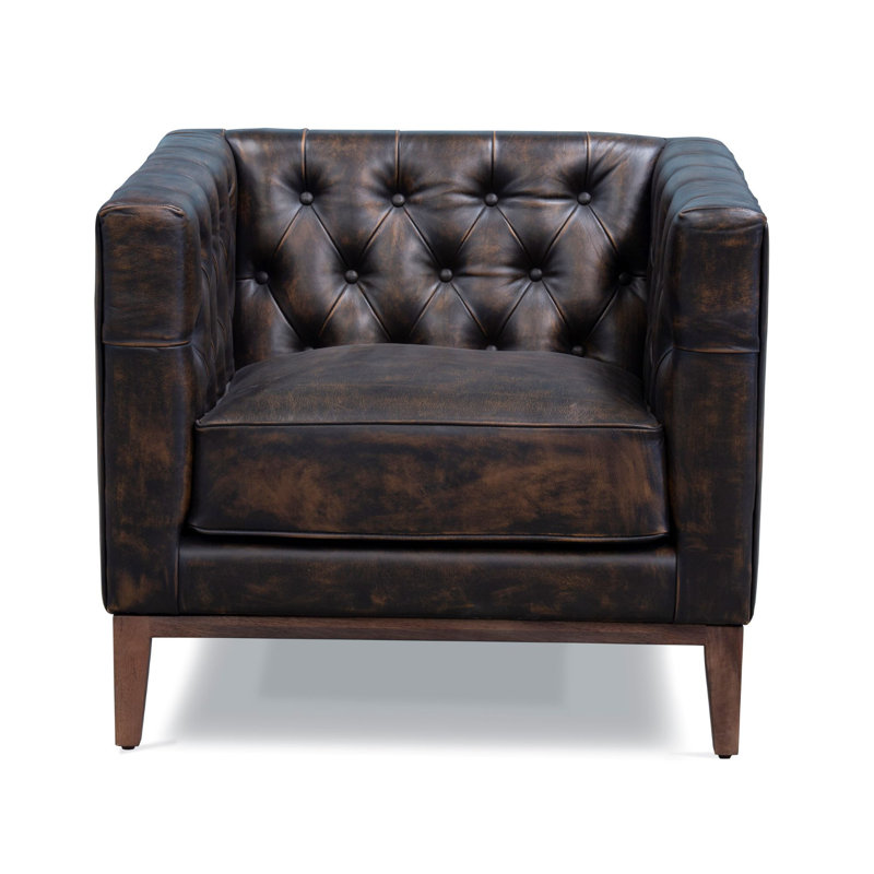 Fauteuil club 33 po en cuir fleur