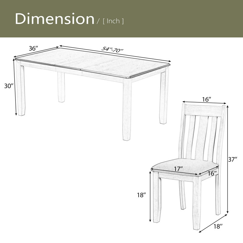 Ensemble de table de salle à manger 7 pièces de style rétro avec table extensible et 6 chaises rembourrées, Beige, Brun