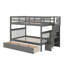 Lit superposé double avec tiroirs, escalier de rangement et garde-corps, convertible en 2 lits séparés-684836693