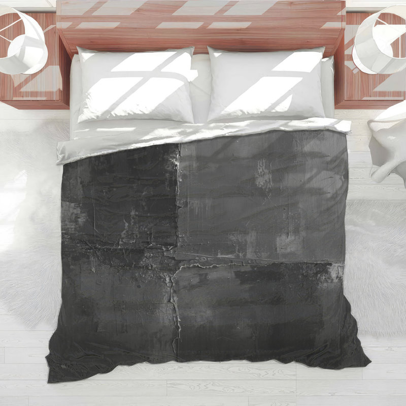 Monochrome Textured Abstract Comforter, Queen