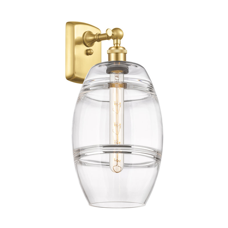 Bettylou Steel Armed Sconce, Clear, Satin Gold, 10.88" H x 8" W x 8.13" D