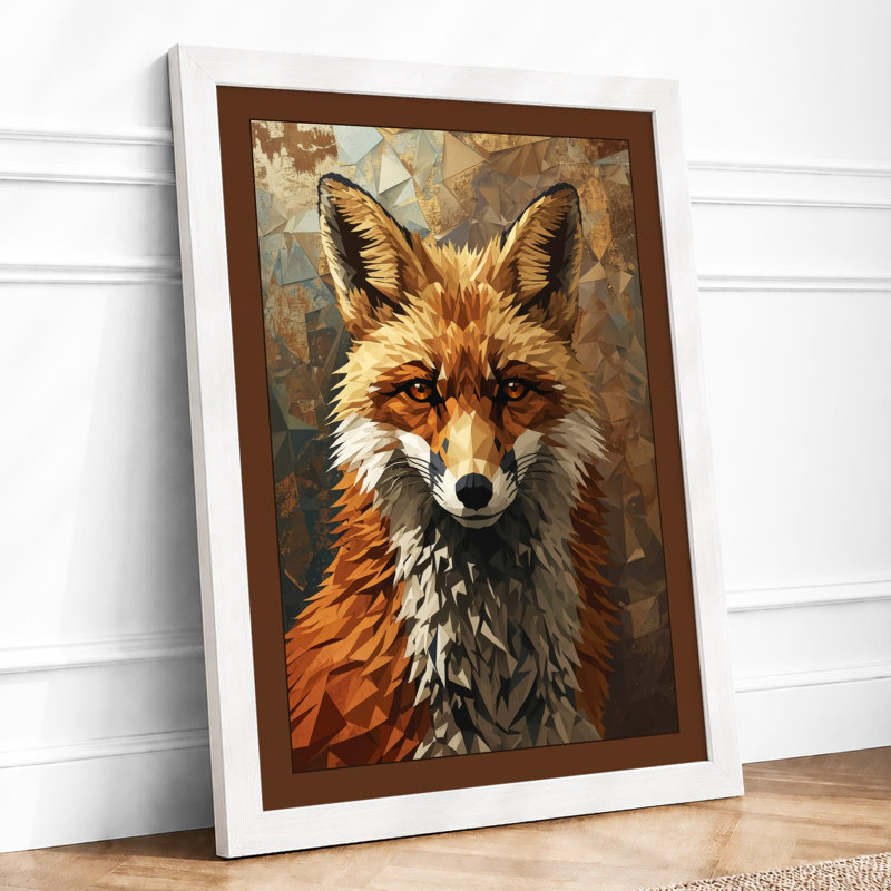 Alert Fox Portrait Realism - Framed Print, A1 - 84.1 x 59.4 cm, White