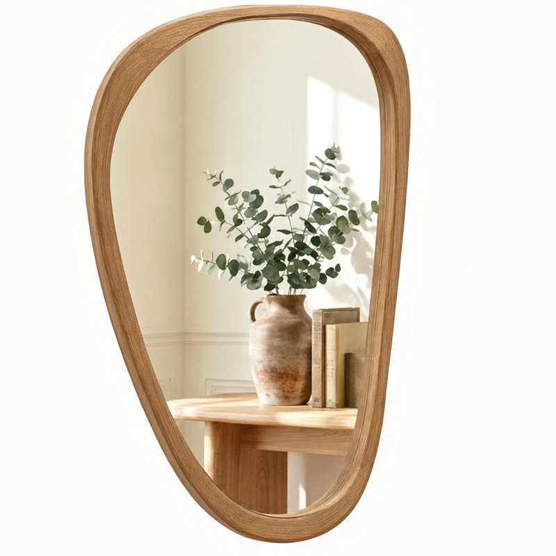 Miroir d'appoint en bois massif, 36 po x 24 po, Natural Wood