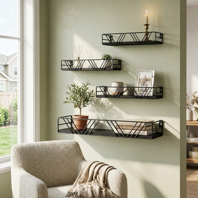 4 Piece Wood Floating Shelf