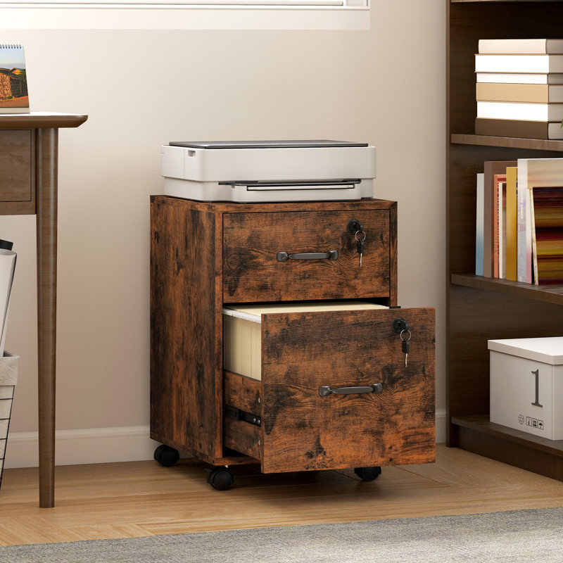 40cm Wide 2 -Drawer File Cabinet, Rustic Brown