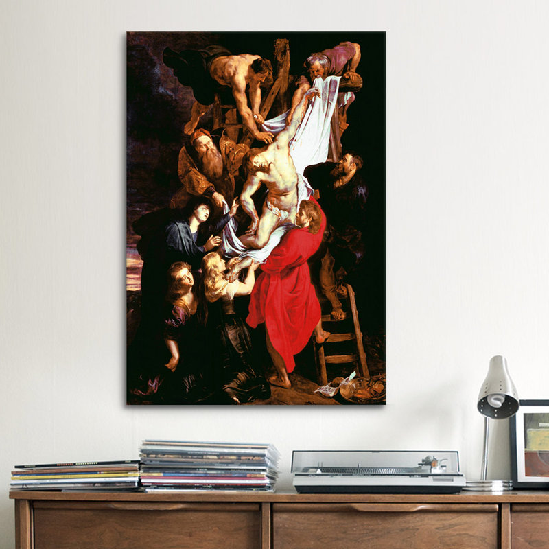 La descente de la croix, panneau central du triptyque par Peter Paul Rubens - estampe numérique sur toile tendue avec châssis