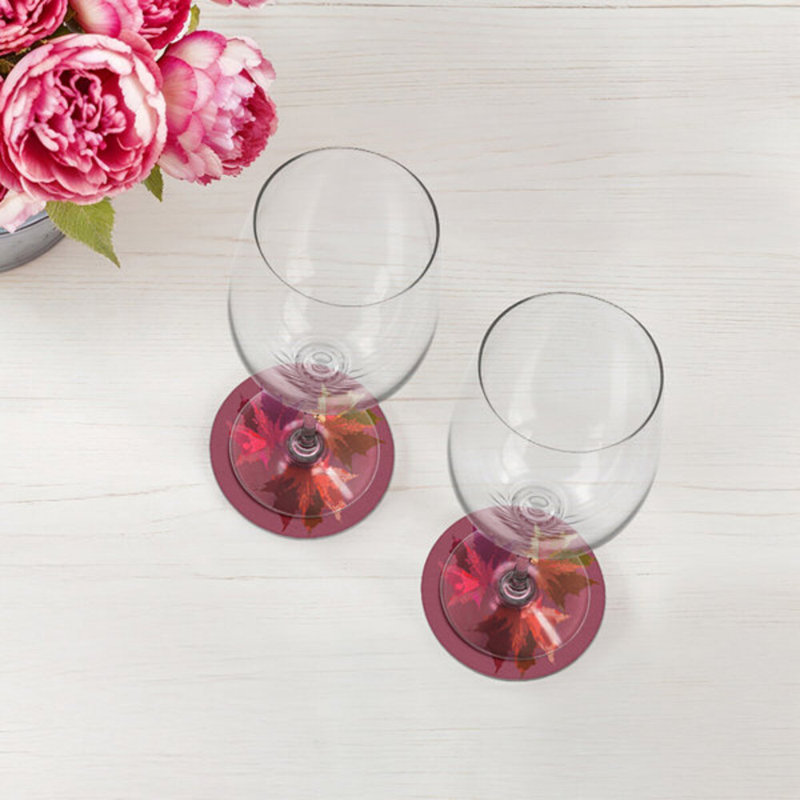 Sous-verres ronds d'automne en cuir végétalien mauve, Mauve
