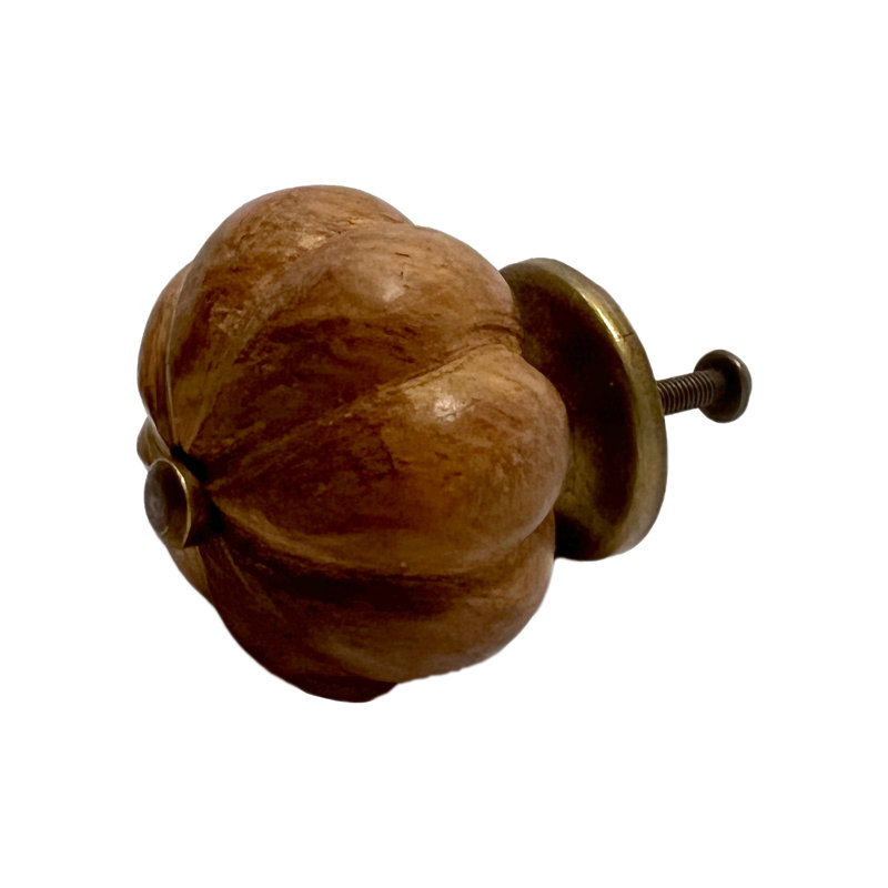Ensemble de six boutons de tiroir en forme de fleur en bois brun