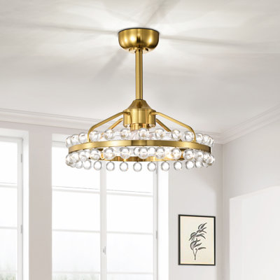 Jackeline 20.8'' 7 - Blade Crystal Ceiling Fan with Remote and Light Kit
