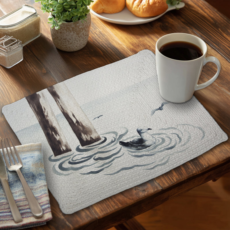 Seagull Blue Sea Placemat - Animals Braided Polyester Decor