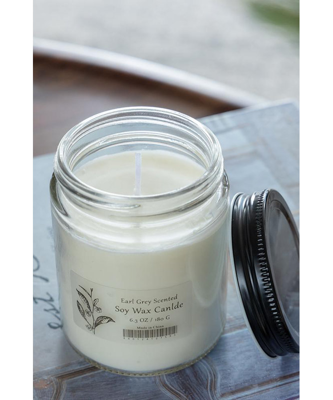 Bougies de cire de soja parfumées 6,3 oz Earl Grey - ensemble de 6 - 32 heures - blanc