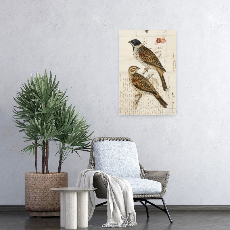 Oiseau rétro à tête noire, H 24 po x l 16 po
