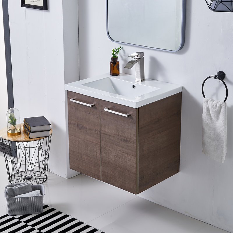 Ensemble de meuble-lavabo simple mural 24 po avec plateau en céramique 24 po