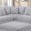 Fauteuil d'angle modulaire 1 pièce en velours côtelé gris vison effet fourrure avec coussin, style contemporain, pour salon