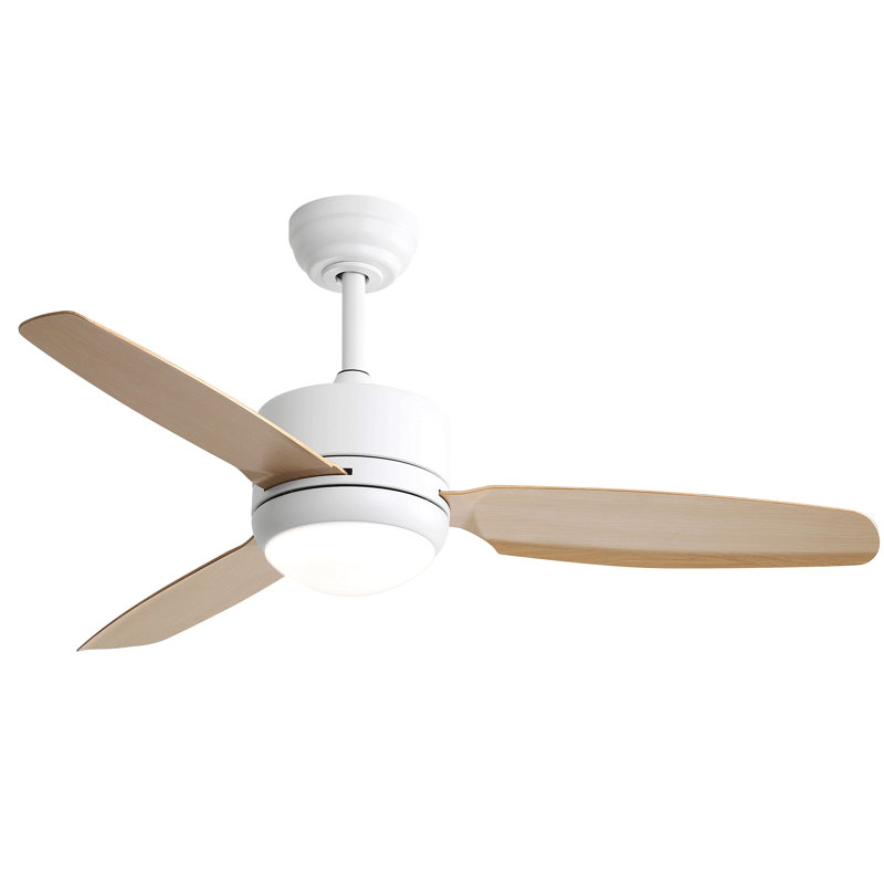 46 Inch Ceiling Fan With Lights 3 Abs Blades, 6-Speed Dc Motor Remote Control For Living Room, White, Off White